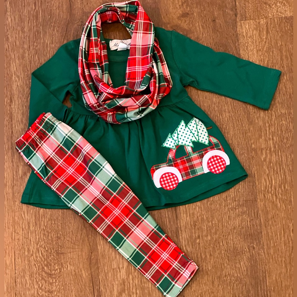 NWT Boutique Girls 3PC Christmas Outfit 6-12M